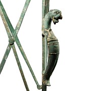 Roman Bronze Folding Tripod with Bacchus Busts and Panther