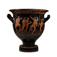 Attic Red-Figure Bell Krater with Drunken Male Revellers Attributed to the Kadmos Painter