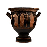 Attic Red-Figure Bell Krater with Drunken Male Revellers Attributed to the Kadmos Painter