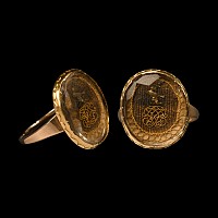 Stuart Period Gold Ring with Crystal Face with Dove of Peace over Cypher