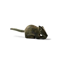 Roman Bronze Nibbling Mouse Statuette