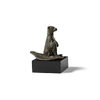 Roman Bronze Sitting Dog Statuette
