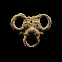 Iron Age Celtic Bronze Strap Junction with Animal Face