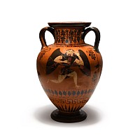 Attic Black-Figure Neck-Amphora with Gorgon and Quadriga Attributed to the Swing Painter