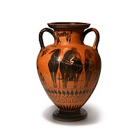 Attic Black-Figure Neck-Amphora with Gorgon and Quadriga Attributed to the Swing Painter