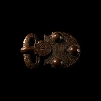 Frankish Bronze Buckle with Face and Globular Rivets