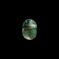 Egyptian Faience Scarab with Hieroglyphs