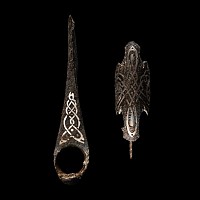 Viking Iron Axehead with Silver Inlaid Interlaced Dragons