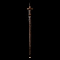 Migration Period Iron Sword with Garnet Cross Guard and Scabbard Fittings