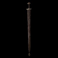 Viking Iron Sword with Cross Guard Surmounted by Interlaced Dragons