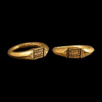 Roman Solid Gold Ring with Dotted Bezel