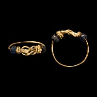 Roman Gold Hercules Knot Ring with Beads