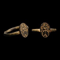 Byzantine Bronze Ring with Cross