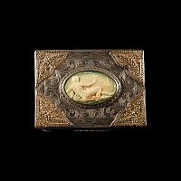 Neo-Classical Gilt Base Silver Box with Cameo