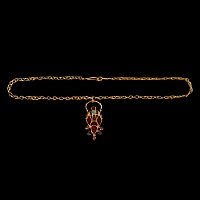Dark Age Gold and Gemstone Pendant Cross Necklace with Dove-Shaped Garnets