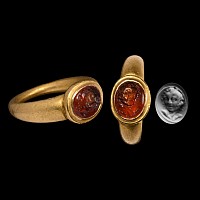 Renaissance Gold Ring with Young Satyr Gemstone