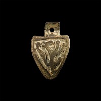 Medieval Knight's Bronze Heraldic Horse Harness Badge with Rampant Lion