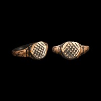 Medieval Bronze Ring with Hatched Bezel