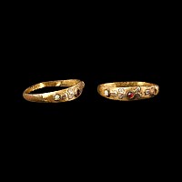 Tudor Period Silver-Gilt Ring with Cabochons