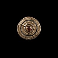 Roman Silver-Gilt and Garnet Disc Brooch