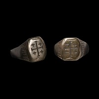 Medieval Bronze Ring with Jerusalem Cross