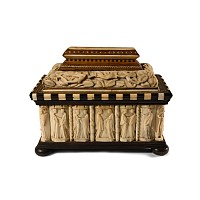 Medieval Carved and Bone-Inlaid Casket