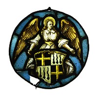 Medieval Stained Glass Panel with an Angel