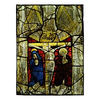 Medieval Stained Glass Panel with the Crucifixion
