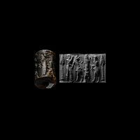 Western Asiatic Agate Cylinder Seal with Combat Scenes