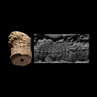 Western Asiatic Limestone Cylinder Seal with Procession Scene