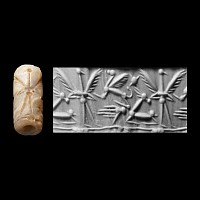 Western Asiatic Banded Agate Cylinder Seal with Mythical Beast