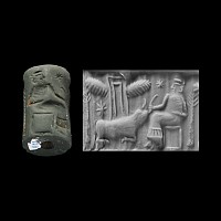 Western Asiatic Schist Cylinder Seal with Presentation Scene