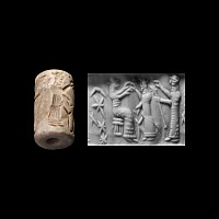 Western Asiatic Grey Agate Cylinder Seal with Presentation Scene