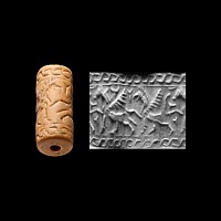 Western Asiatic Orange Jasper Cylinder Seal with Animals
