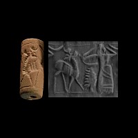 Western Asiatic Frit Cylinder Seal with Hunting Scene