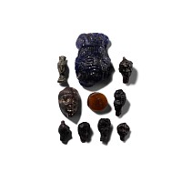 Romano-Egyptian Glass Head Amulet and Gem Collection