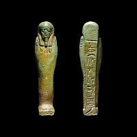 Egyptian Green Faience Shabti for Aames
