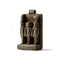 Large Egyptian Triad Faience Amulet