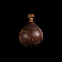 Egyptian Decorated Wooden Vessel with Stopper