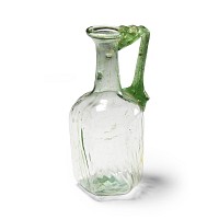Roman Translucent Green Hexagonal Flask