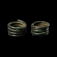 Viking Age Bronze Coiled Ring Pair