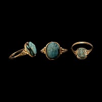Egyptian Faience Scarab in Gold Swivel Ring