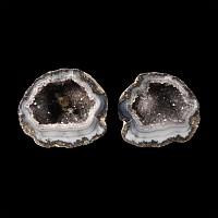 Natural History - Cut and Polished Agate Crystal Geode Pair