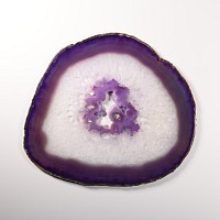 Natural History - Large Size Cut and Polished Purple Agate Crystal Geode Slice