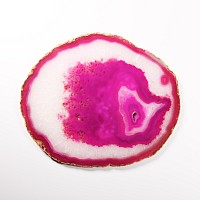 Natural History - Large Size Cut and Polished Pink Agate Crystal Geode Slice