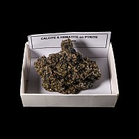 Natural History - Calcite and Hematite on Pyrite Crystal Specimen