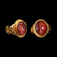 Roman Style Gold Ring with Portrait Gemstone
