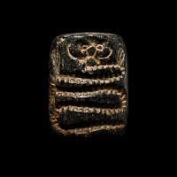 Large Bactrian Bifacial Stone Stamp Seal with Serpent and Ibex
