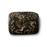 Large Bactrian Bifacial Stone Stamp Seal with Serpent and Ibex