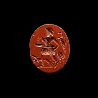 Roman Red Jasper Gemstone with Hunter and Dog